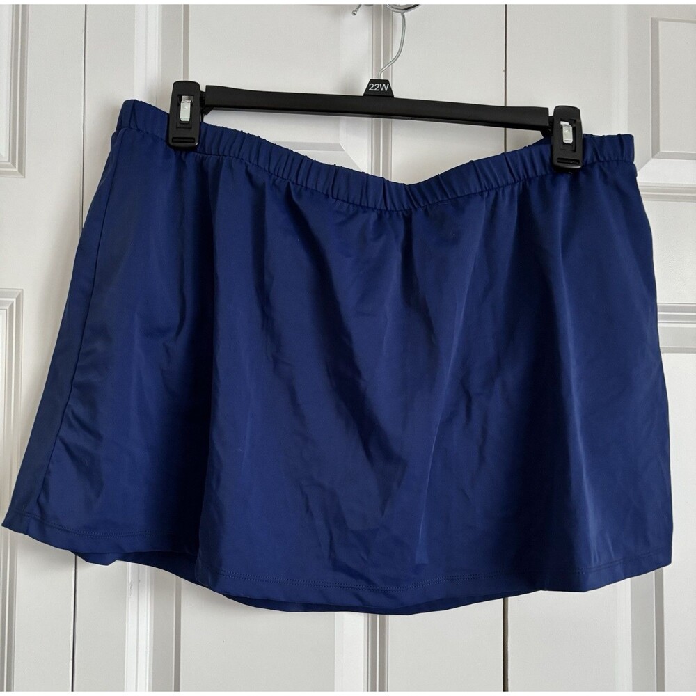 MAXINE OF HOLLYWOOD WOMENS SKIRTED BEACHWEAR SIZE 24W TUMMY CONTROL NAVY